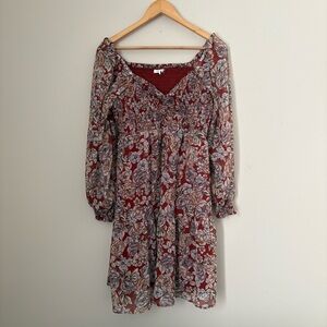 2/$15 Maurices Burgundy Floral Long Sleeve Dress